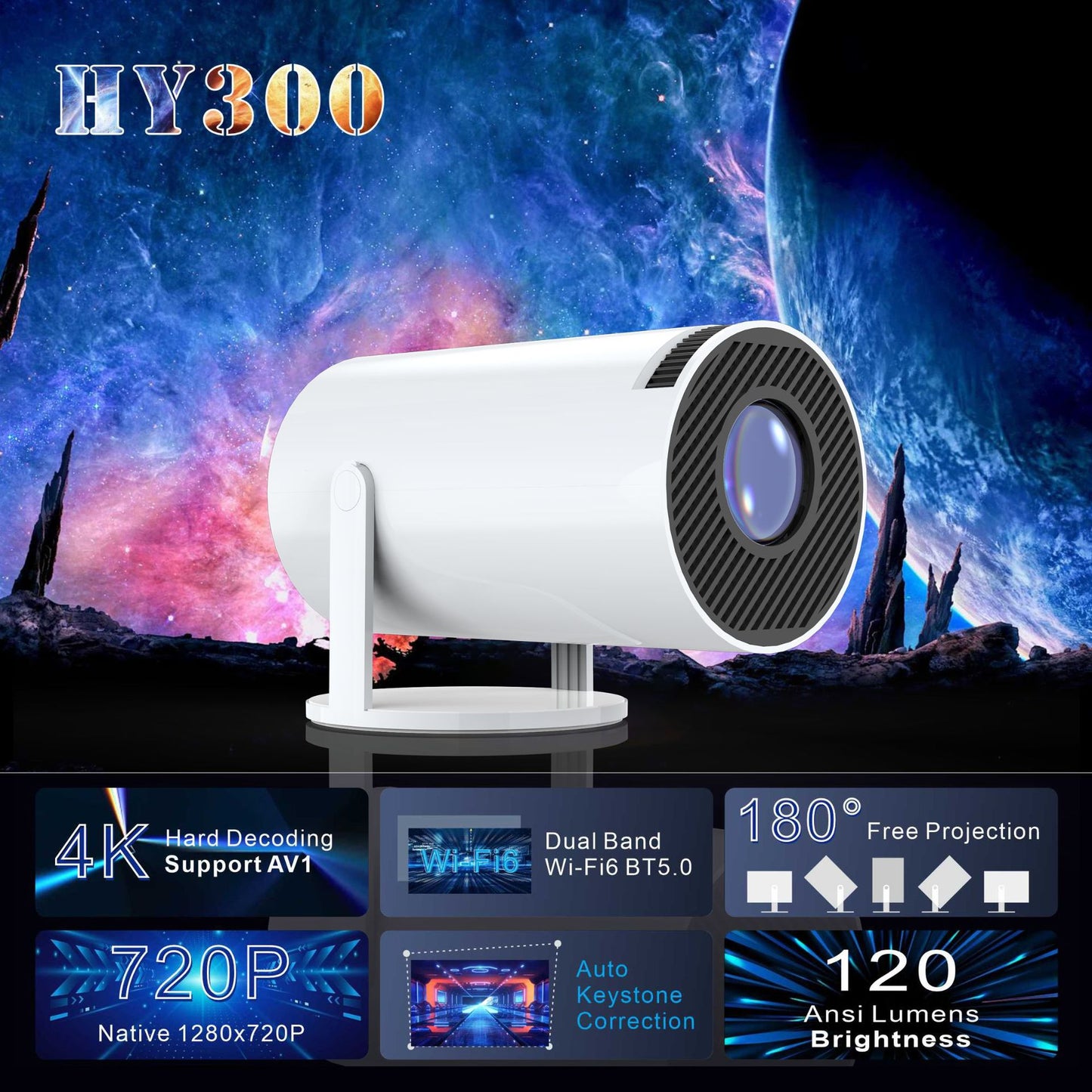 Portable projector HY300 180�